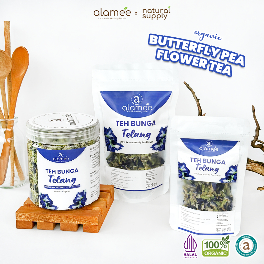 

ALAMEE Teh Bunga Telang Kering Butterfly Pea Tea Teh Herbal Organik Alami