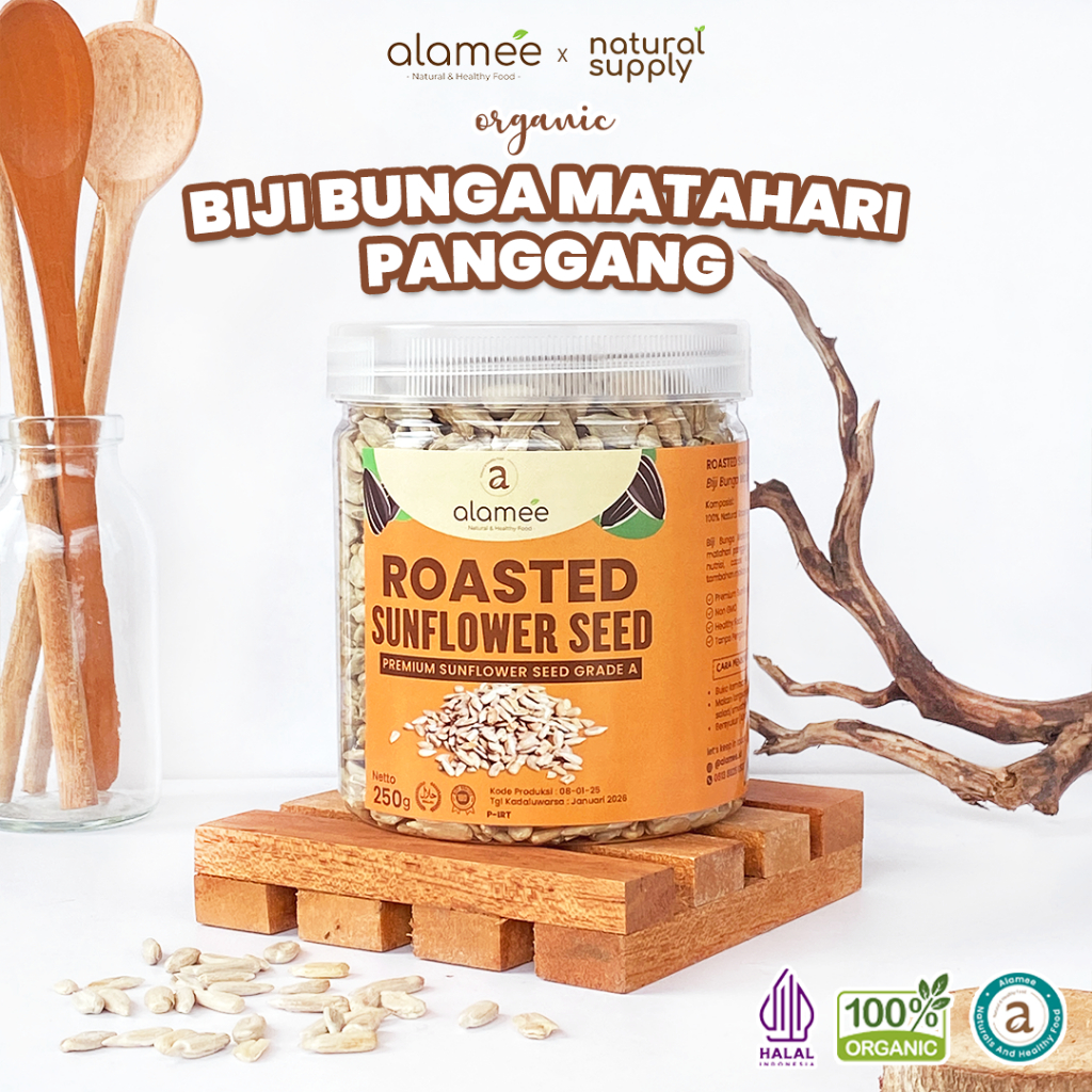 

ALAMEE Roasted Sunflower Seed Biji Bunga Matahari Kupas Oven Biji Kuaci Panggang PREMIUM 250gr