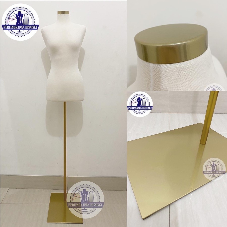 Manekin Baju Wanita Foam Busa Half Body No Head - GOLD