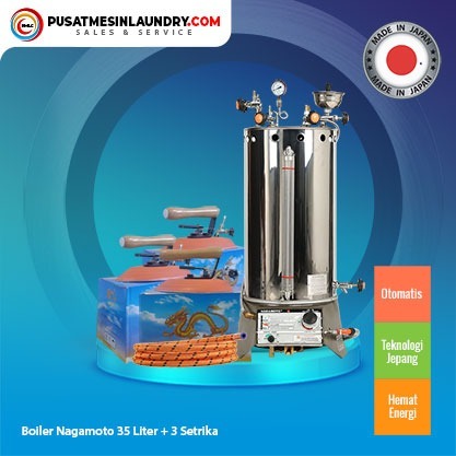 Boiler Nagamoto 35 Liter + 3 Setrika Uap model Geser