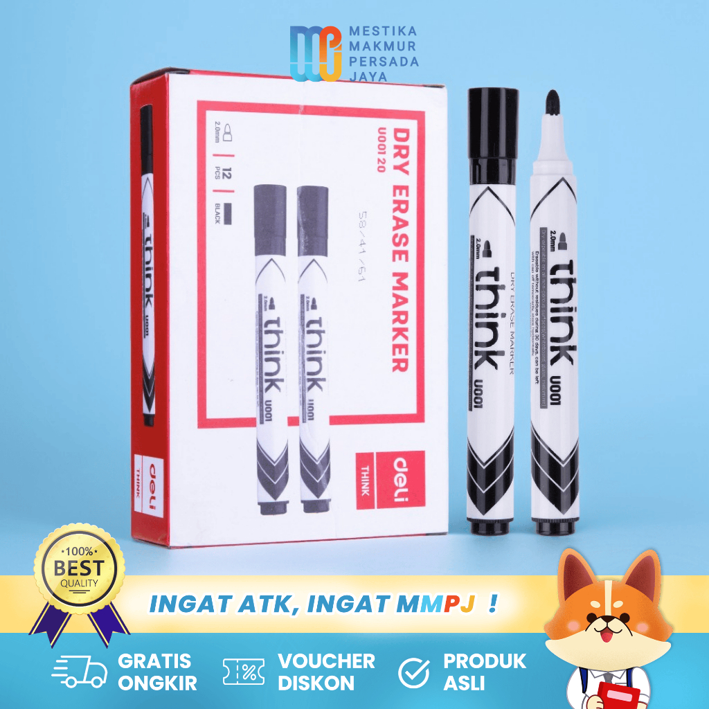 

Deli Spidol Non Permanen Papan Tulis - Dry Erase Marker 2.0mm EU00120