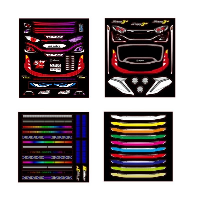 Stiker bus basuri lampu miniatur jetbus 5 jetbus 3