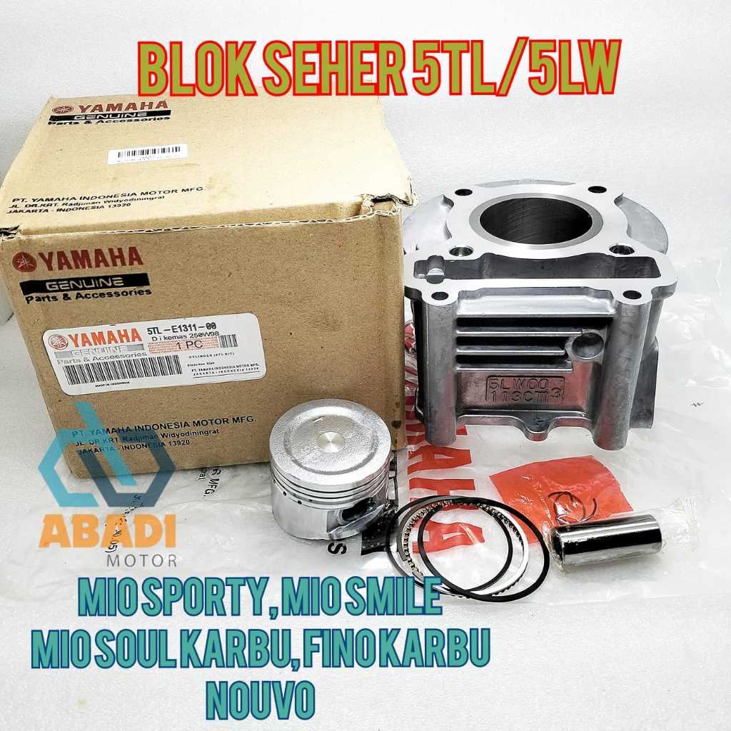 Blok Seher Set Ori Yamaha 5TL/5LW Mio Sporty Mio Smile Soul Karbu Fino Carbu Nouvo Cyelinder Bok Mes