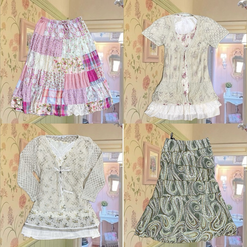 Thrift Preloved |Vintage Cottage Rosa Cheri Axes femme Morikei Shoujo Sawako Coquette Gelato pique h