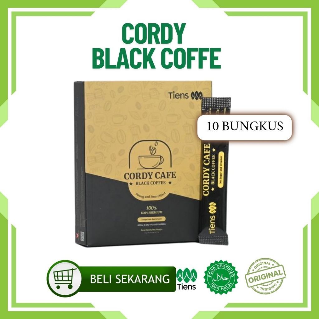 

Tiens Cordy Cafe Black Coffee Sachet 15 - Kopi instant penambah stamina tubuh - kopi hitam tanpa gula