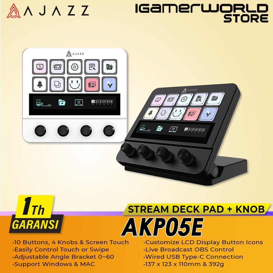 Ajazz AKP05 / AKP05E Multi-Function Desktop Assistant Stream Deck LCD Keys Control Pad