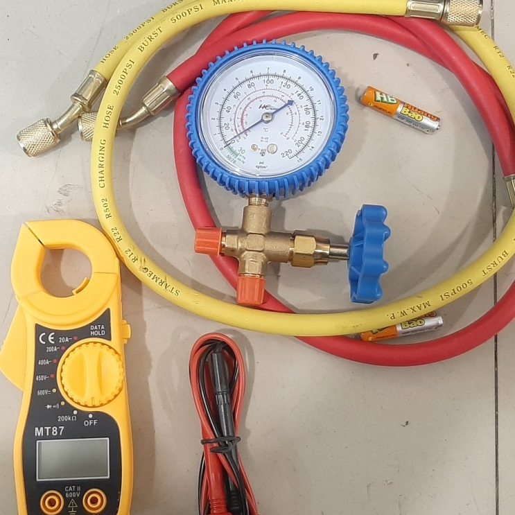 PAKETAN AC R22 3 MACAM SINGLE R22 NON SIGHLASS + SELANG R22 + TANG AMPERE KUNING