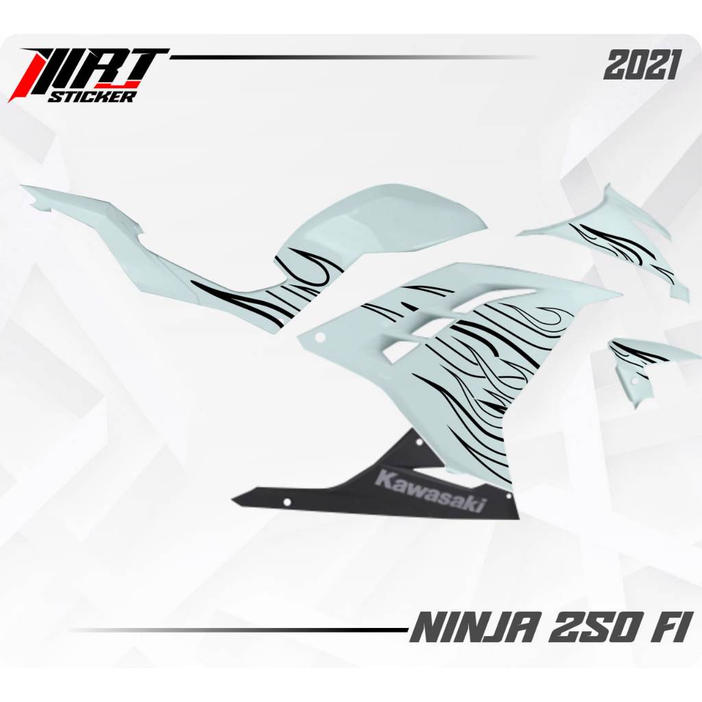 Striping Ninja 250 FI - Stiker Transparan Ninja 250 FI Api Vol 2 (Sudah Terpotong)
