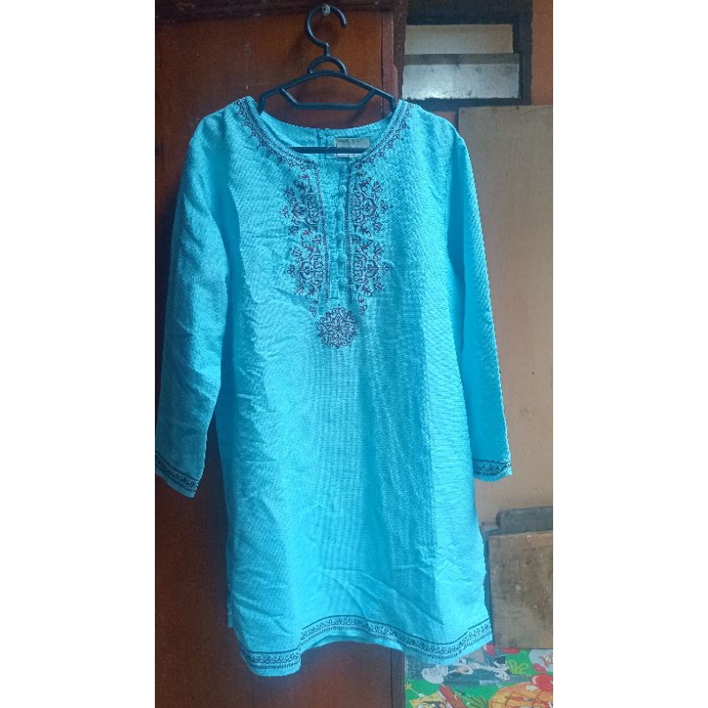 Contempo Preloved Tunik Baju Wanita Muslim Wanita Biru XL - barangmurah.mks
