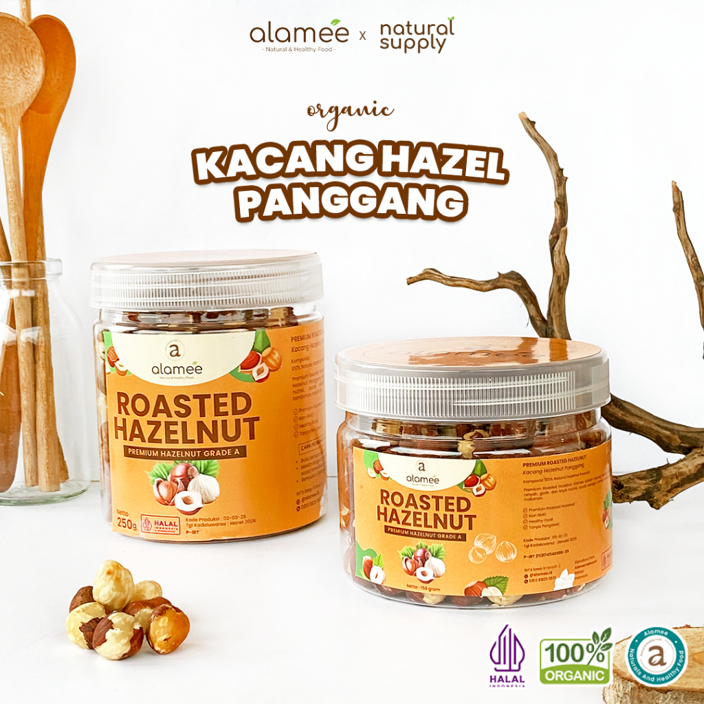 

ALAMEE Kacang Hazelnut Panggang Hazelnut Roasted Cemilan Sehat Rendah Kalori Kacang Kemiri 250gr