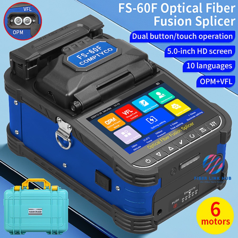 [Garansi 1 Tahun] Splicer COMPTYCO FS-60F Fusion Splicing FS60F Fiber Optic 6 Motors Touchscreen