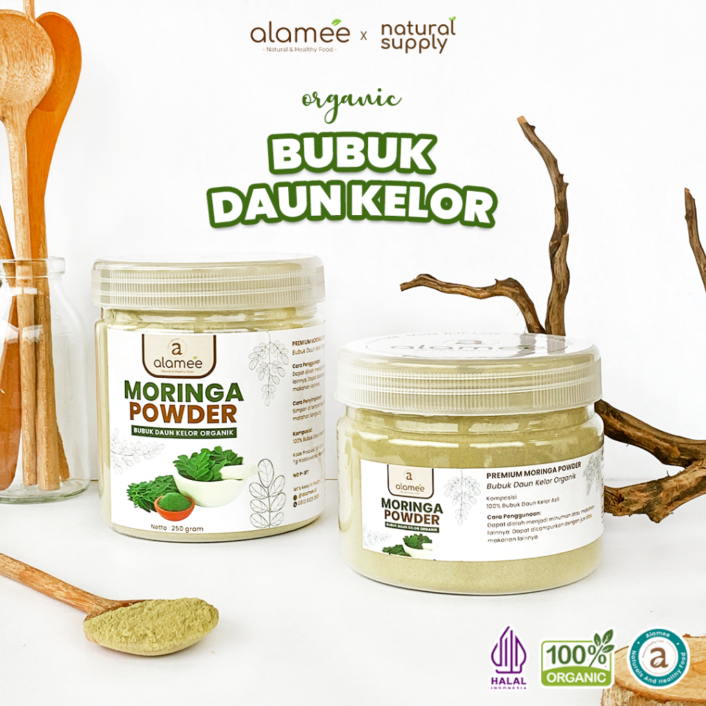 

ALAMEE Bubuk Minuman Daun Kelor Moringa Powder Serbuk Daun Kelor Herbal Tanpa Gula 250gr
