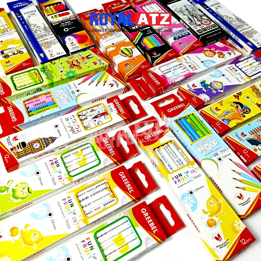 

Pensil Kayu / Pencil Wood 2B Greebel Per Pack Isi 12 Pcs Pensil