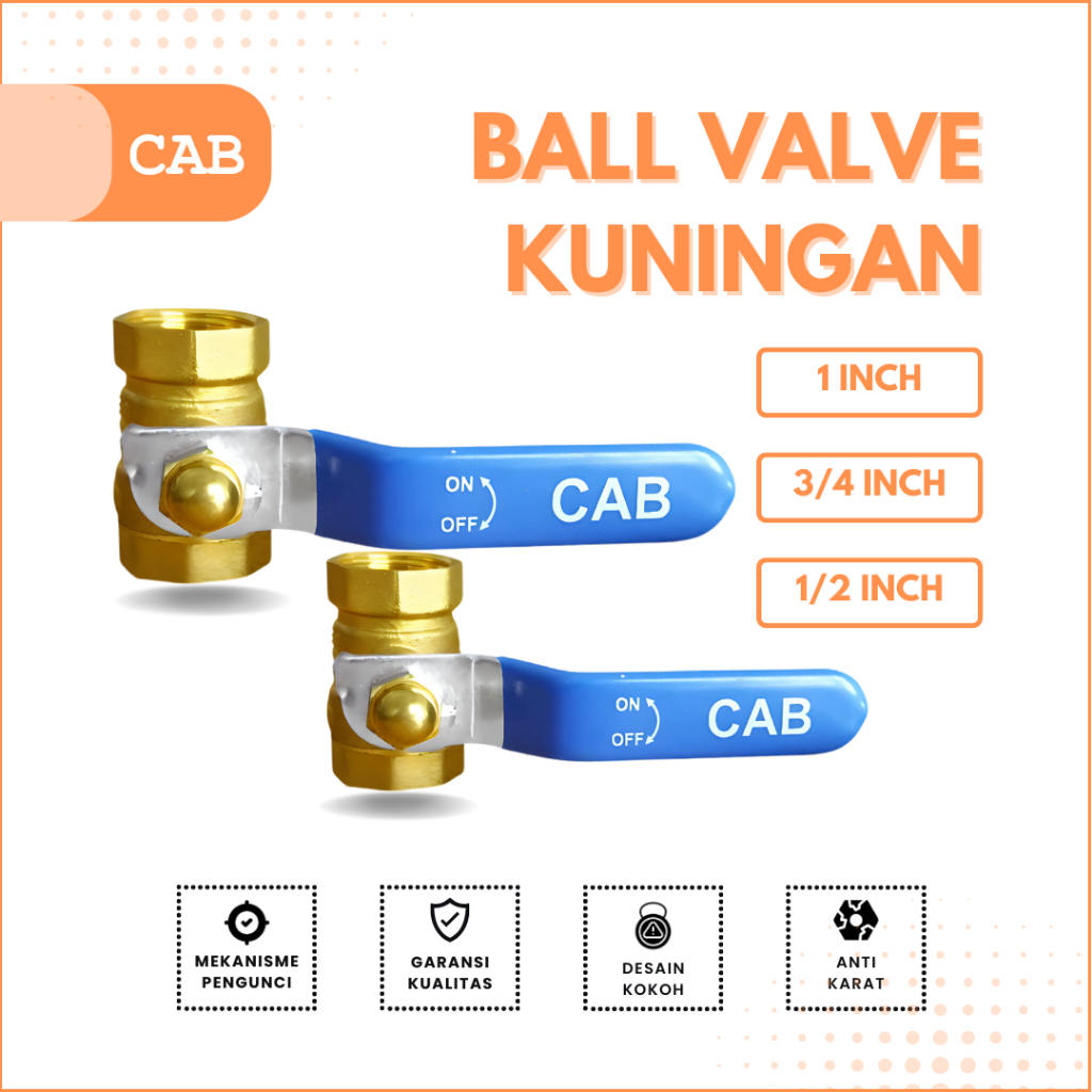

7lekkar - cab stop kran ball valve kuningan 1/2 3/4 1 inch