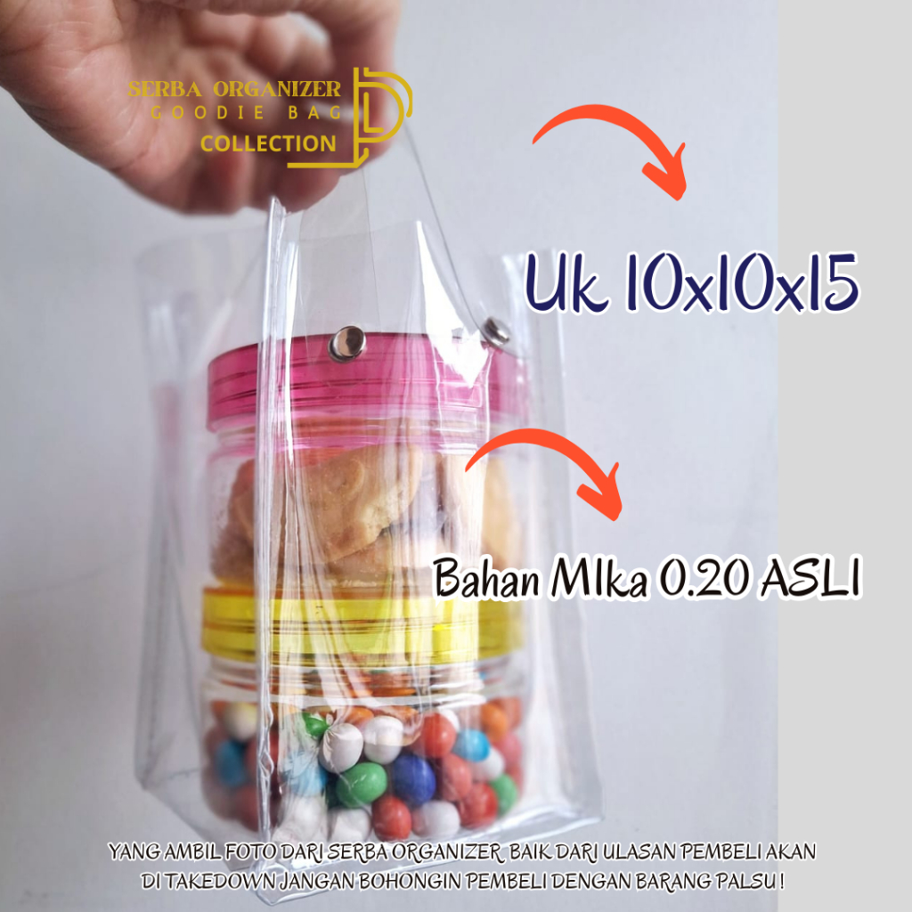 

10x10x20 Tas transparant Goodie bag toples cookies souvernir pernikahan tas bening ulangtahun botol
