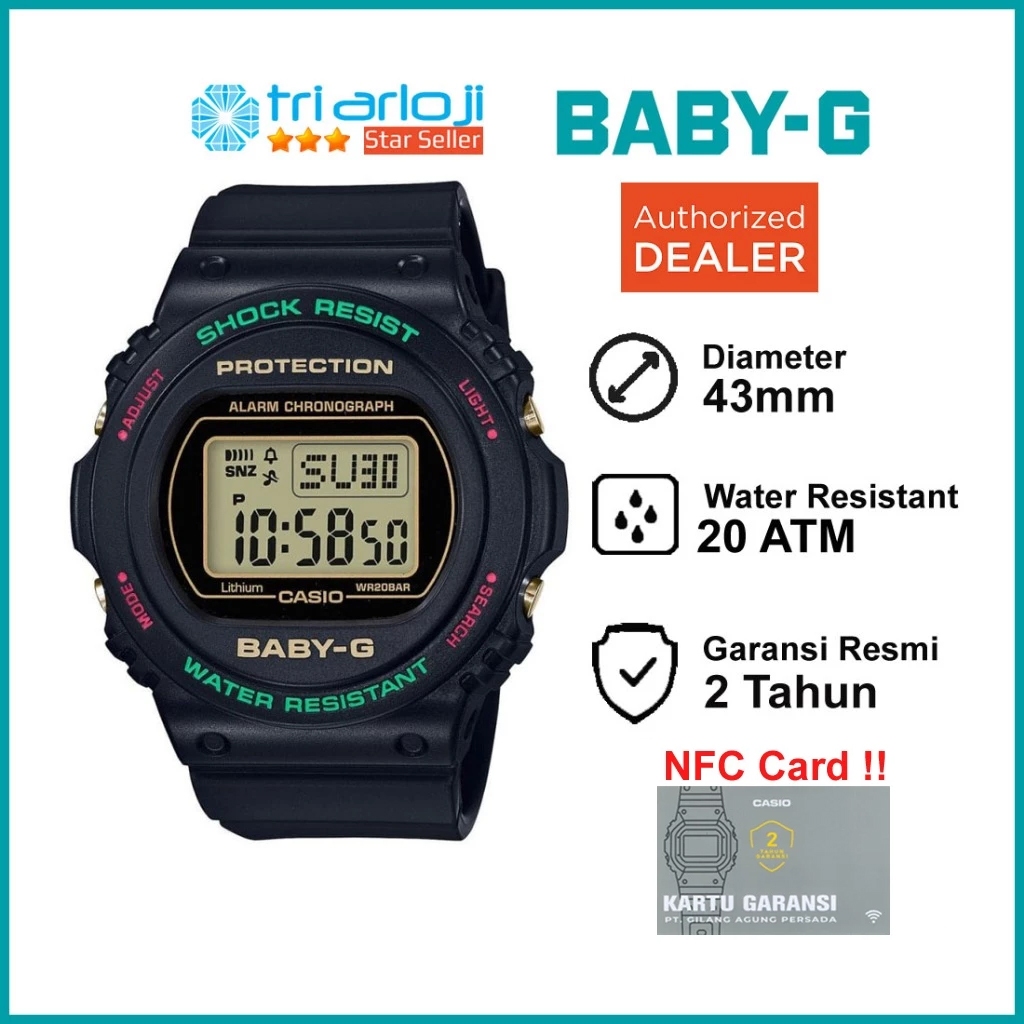 Casio Baby-G BGD-570TH-1DR Jam Tangan Wanita Digital Hitam BabyG BGD-570TH-1 BGD570