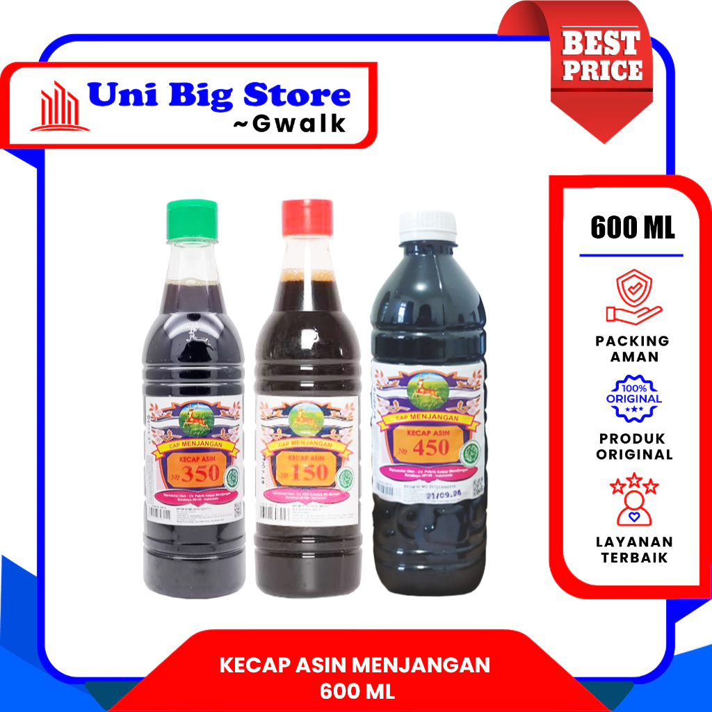 

KECAP ASIN MENJANGAN SOY SAUCE NO 150 / 350 / 450 BOTOL - 600 ml