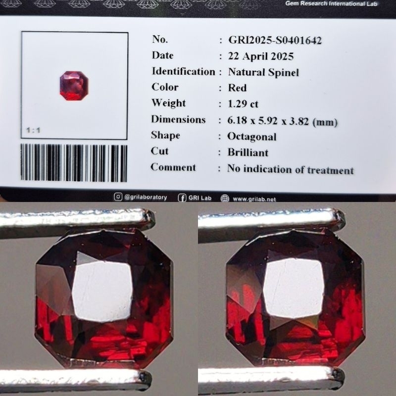 Natural Red Spinel Hot Item Memo GRI Lab