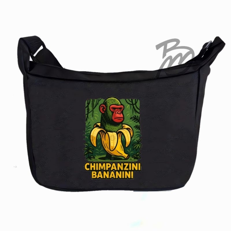 tas selempang anak sekolah TK SD SMP SMA tas selempang pria/wanita motif CHIMPANZINI BANANINI Premiu
