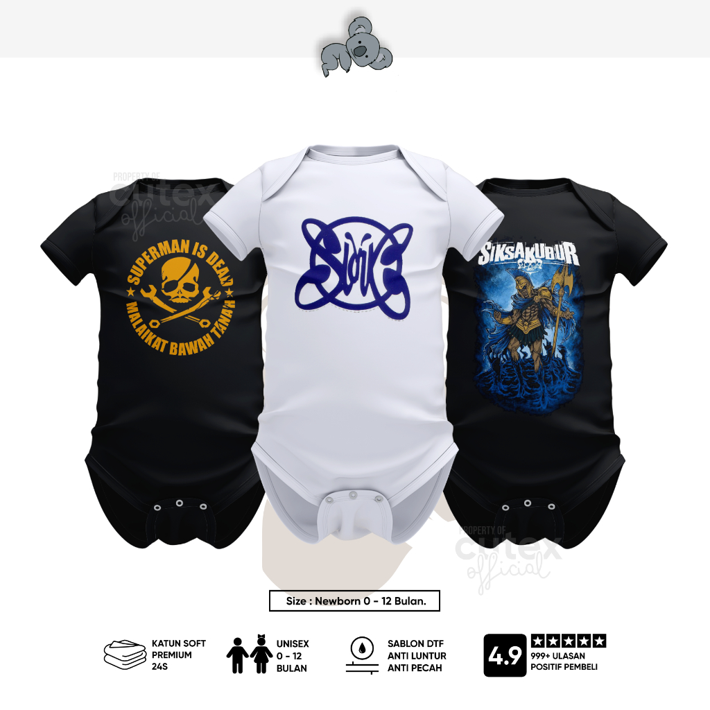 RB CUTEX Baju Bayi Jumper Band Rock Metal Indonesia Slank Burgerkill The Sigit Rocket Rockers Usia