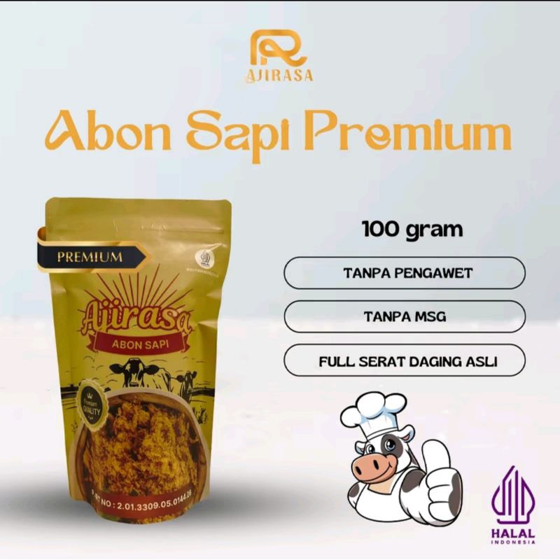 

Abon Sapi Premium AJIRASA Kemasan 100gr / Abon Sapi Asli / Makmur Jaya