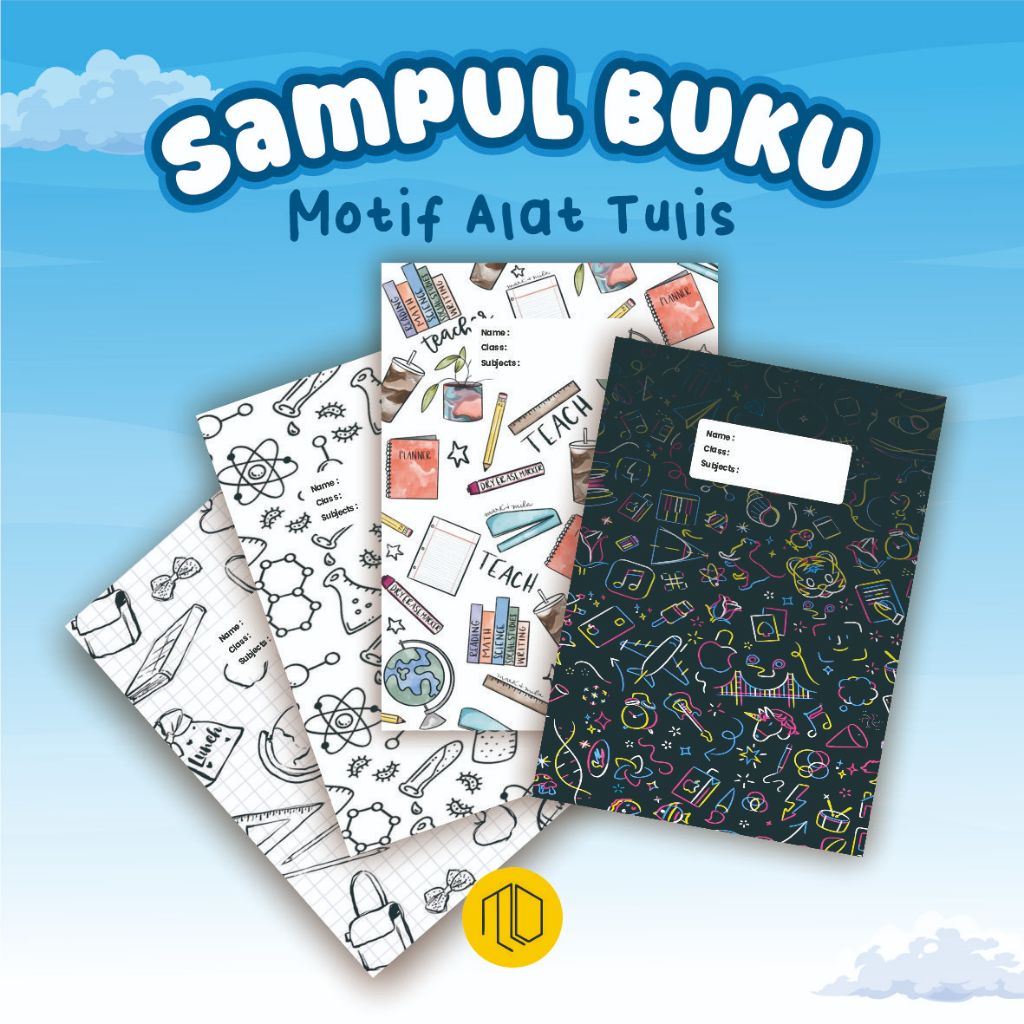 Sampul Buku Karakter Motif Alat Tulis Isi 10 Pcs - Sampul Buku Tulis Aesthetic Custom Nama Sidu Dan 