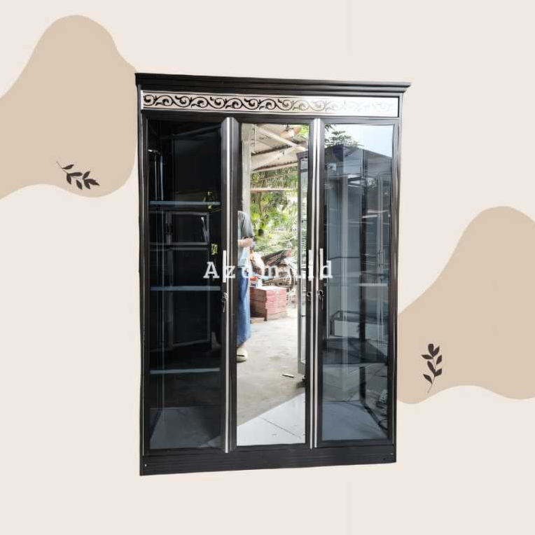 Lemari baju pakaian kaca 3 pintu