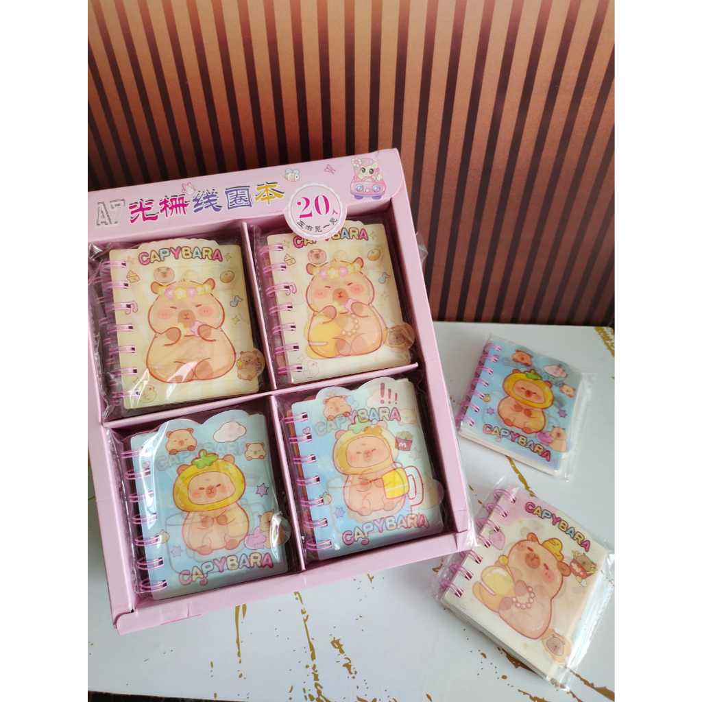 

Cindy Notebook Buku Tulis Spiral Mini Capybara Lucu A7 Cover 5D