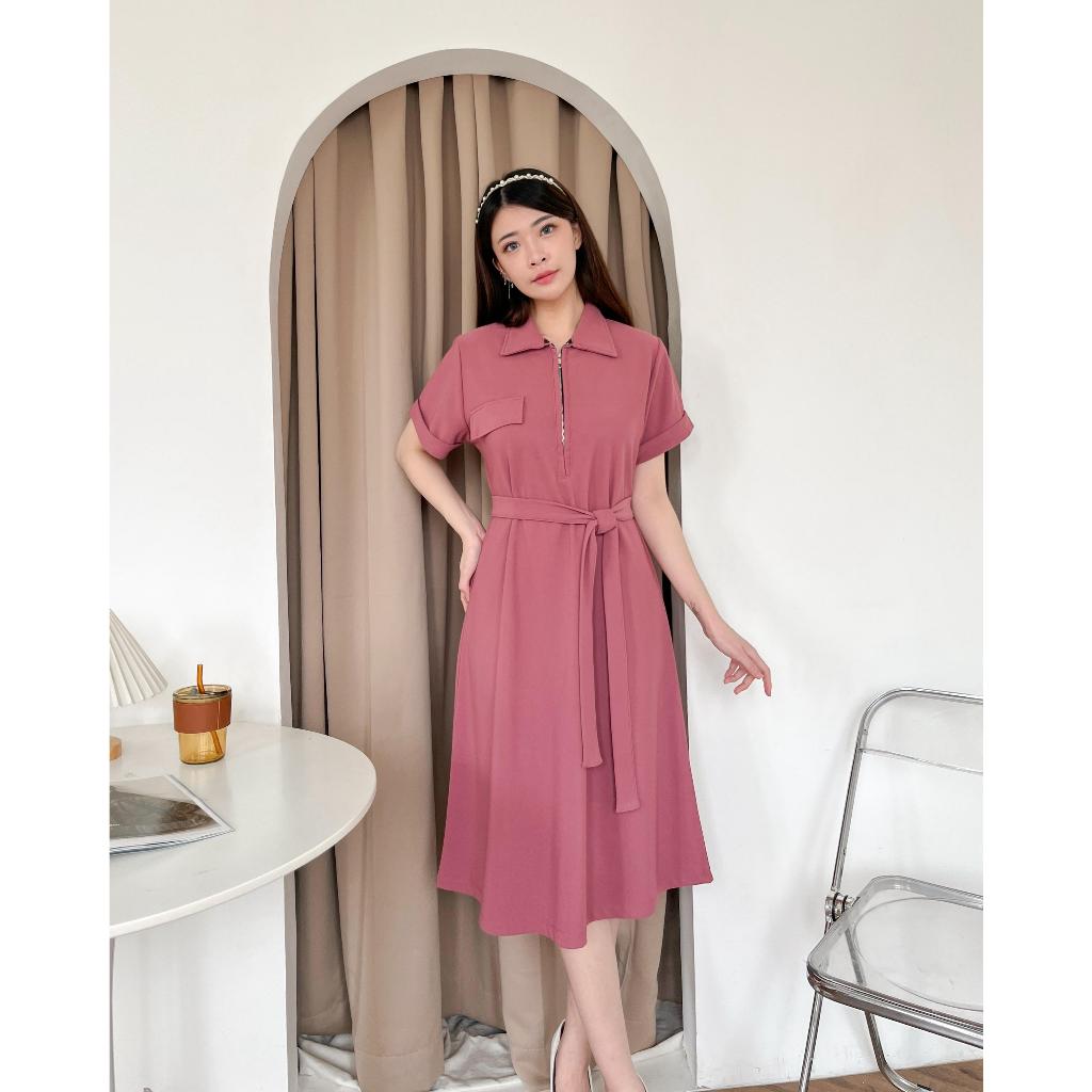 Yuika collar dress - dress knit kerah - baju rajut - buttoned dress - gaun rajut ala korea - dress r