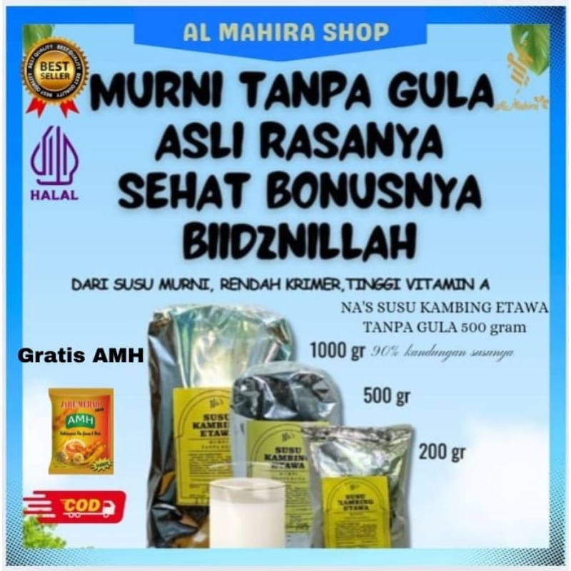 

[COD & GARANSI ] [ FREE JAHE] SUSU KAMBING ETAWA 90% KANDUNGAN SUSUNYA TANPA GULA. NA'S SKE 1 kg / 500 gr / 200 GRAM DISTRIBUTOR RESMI. GRATIS ONGKIR