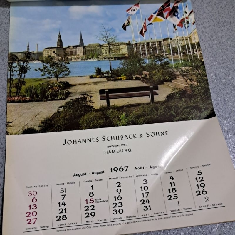

Kalender asli cetakan tahun 1967 Jerman bulan Agustus 1967 gambar di Jerman