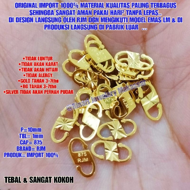 KOKOT S CAP 875 TITANIUM IMPORT ANTI KARAT TIDAK PUDAR KAIT S TITANIUM KOKOT KALUNG KOKOT GELANG KAI
