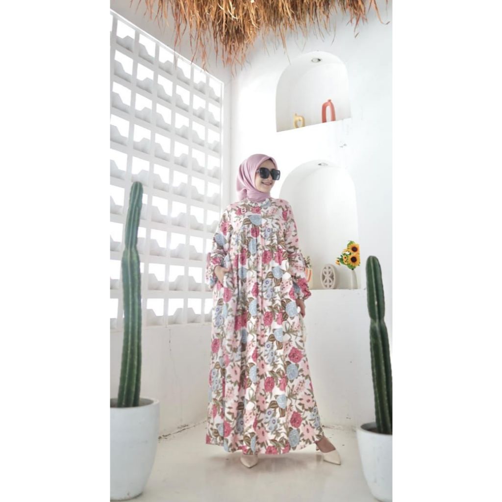 RAR Collection - Daster Rayon Premium Murah Model Terbaru2025 Adem Motif Bunga Kekinian Gratis Hijab