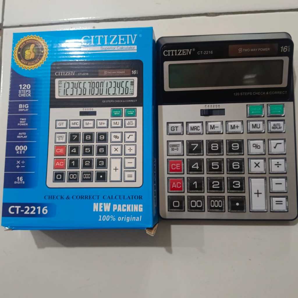 

[1 Pcs] Calculator 16 Digit CT-2216 / Kalkulator 16 Digit CT-2216 Check & Correct