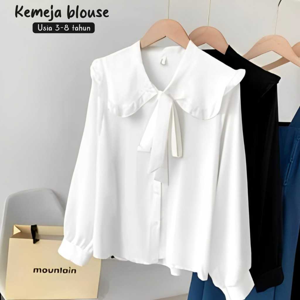 Blouse Kemeja Anak Top Korean Style Bahan Cringkle - Baju Atasan Anak Perempuan Size 3-8 Tahun