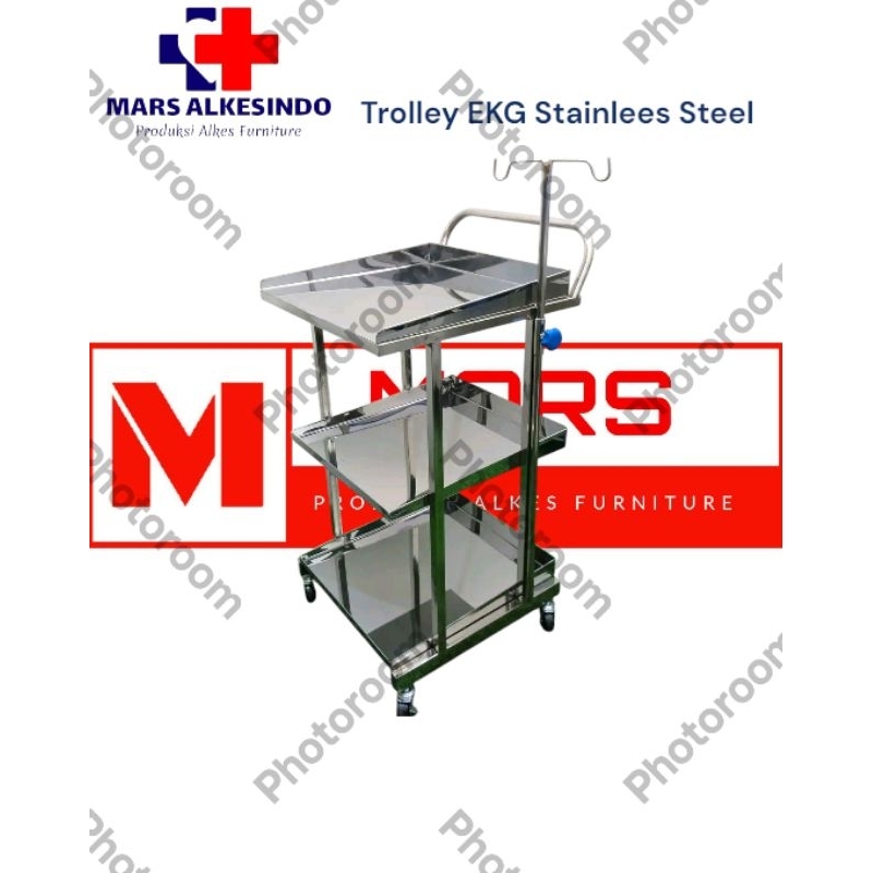 TROLLEY EKG STAINLEES STEEL | TROLI MESIN EKG BESI PC | EKG MEDIS BERKUALITAS