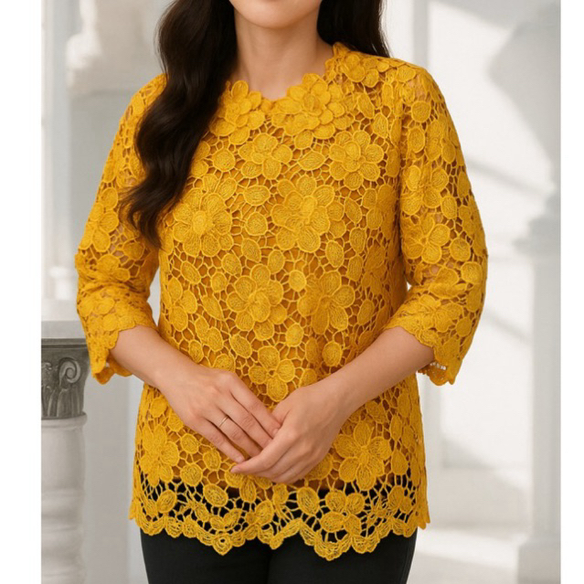 BLOUSE ATASAN BLUS WANITA 5191 AURUM KILAP FULL BROKAT