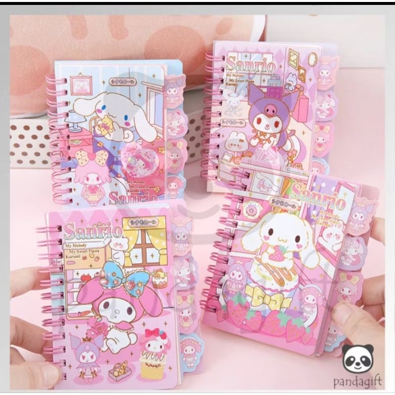 

buku diary Notebook Lucu Sanrio Spiral Mini – My Melody, Cinnamoroll, Kuromi, Sweet Piano