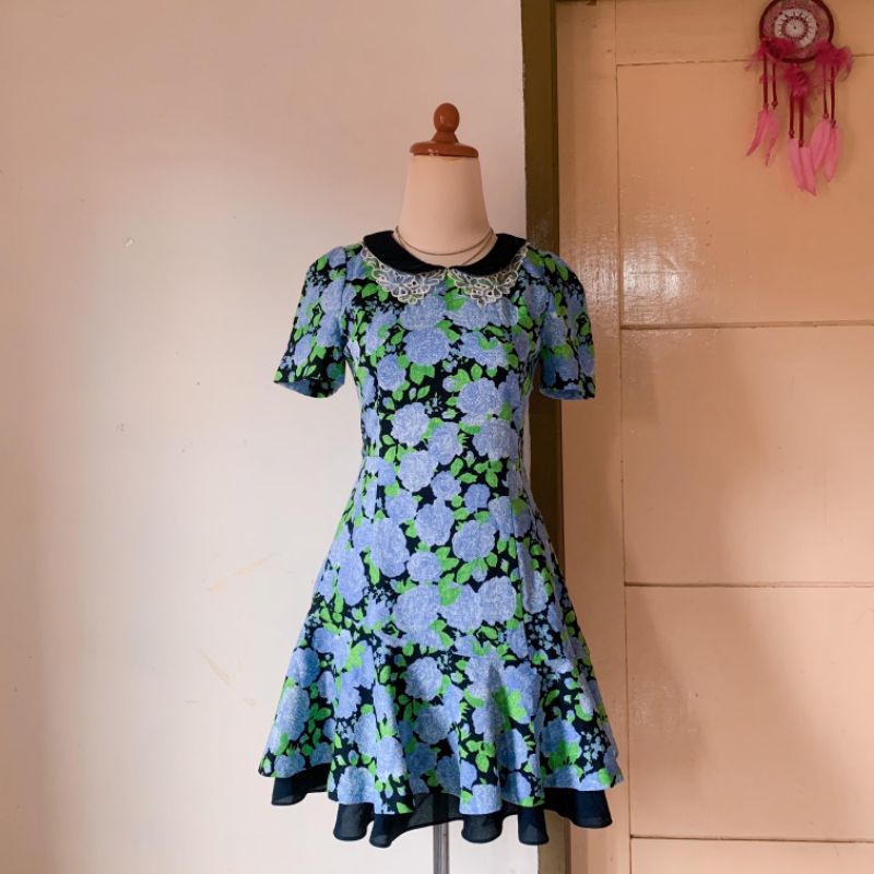PLASTIC ISLAND Blue Floral Dress