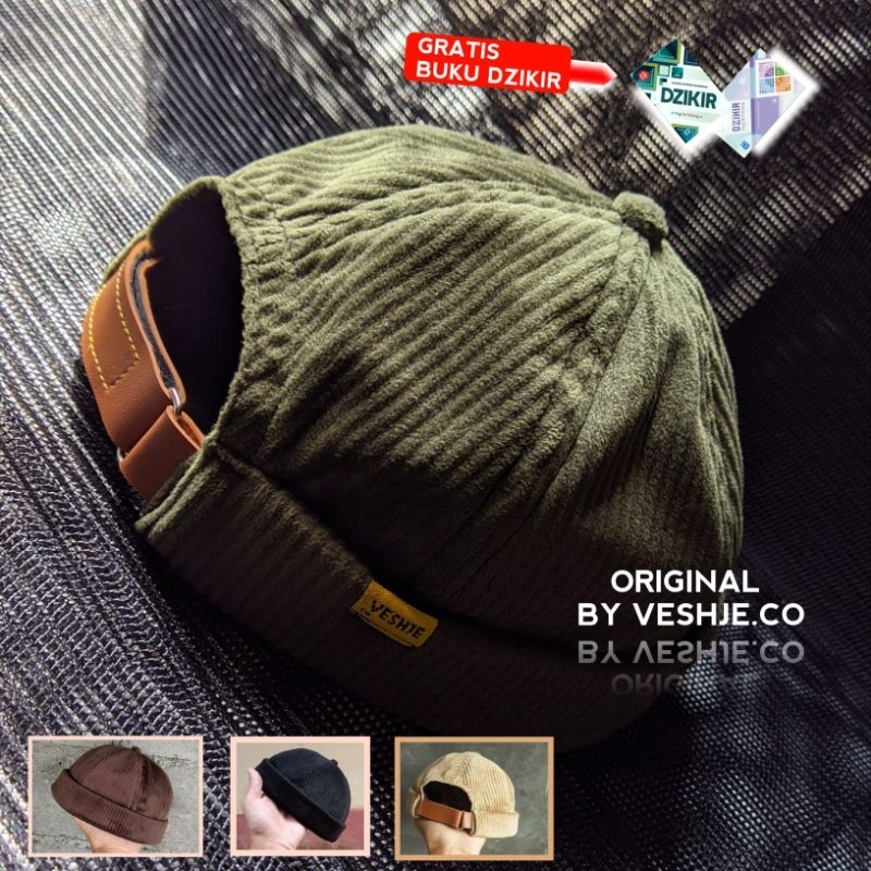 Mikihat peci miki hat hijau army corduroy hitam dll