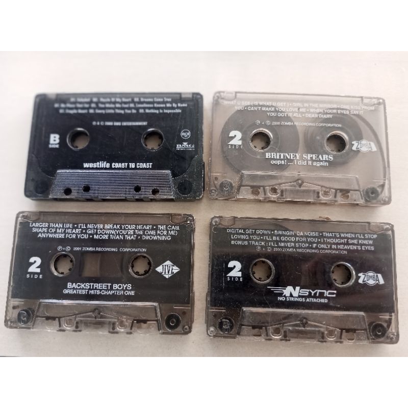 Borongan Kaset tanpa Cover kaset dan pita aja, Backstreet boy, Nsync, west life Coast to Coast, Brit