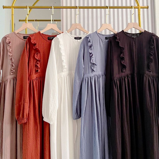 Latasha Outfit BALQIS Dress Polos Gamis Latasha Crinkel Syari Kekinian Busui Friendly Daily Dress Ju