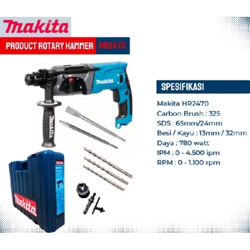 DISCON!!! MAKITA HR2470F Mesin Bor Beton Bor Rotary Demolition Hammer SDS MAKITA HR2470 Original