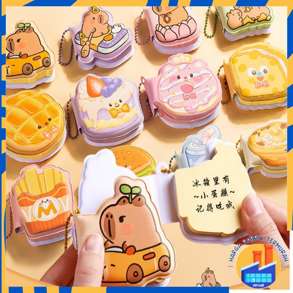 

HPT Sticky Note Karakter Lucu 80 Lembar Mini Sticky Notes Dengan Rantai Gantungan Bentuk Makanan Notebook Mini Dengan Bantalan Empuk Squishy Kecil