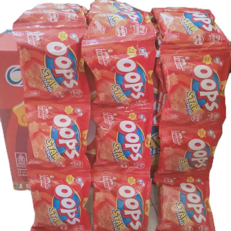 

Baru!!! Oops Star Cracker 10gr rasa Balado Flavor (1 Renteng Isi 10 pcs)
