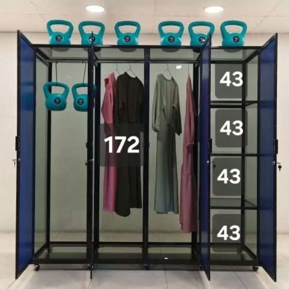 TC ALUMINIUM LB 551 200X55X195 b LEMARI RAK BAJU ALUMINIUM HOLLOW 20U COKLAT TUA GANTUNG HANGER GAUN