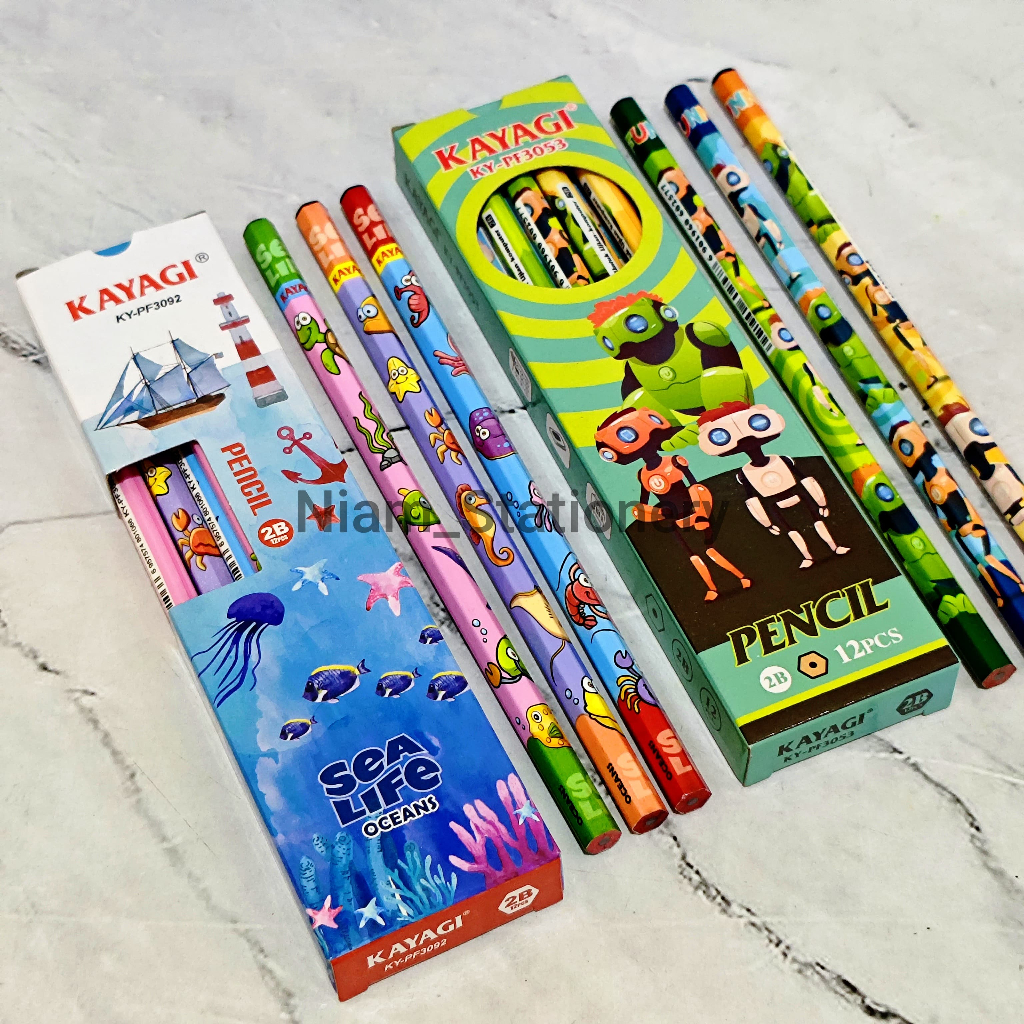 

SATU LUSIN ( 12 PCS ) Pensil 2B Motif Anak Kayagi Pensil Anak
