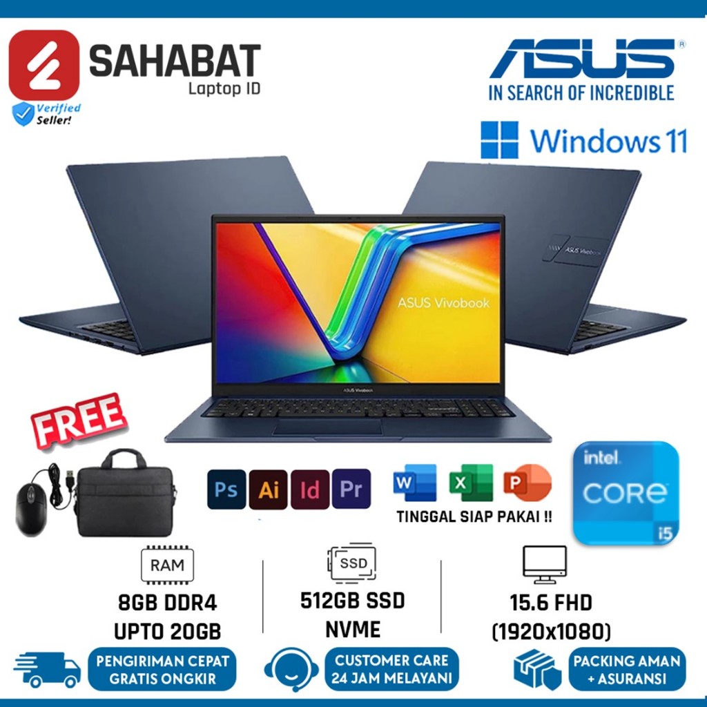 Laptop Asus Vivobook F1502ZA Intel Core I5 1215U Ram 20GB 512GB Ssd FHD IPS Windows 11 Original