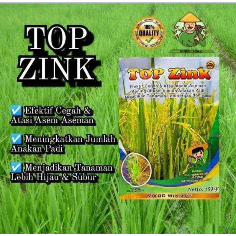Pupuk TOP ZINK 150gr || Perbanyak Anakan Padi & Mengobati Asem Aseman || Obat Semprot Padi || Penyub
