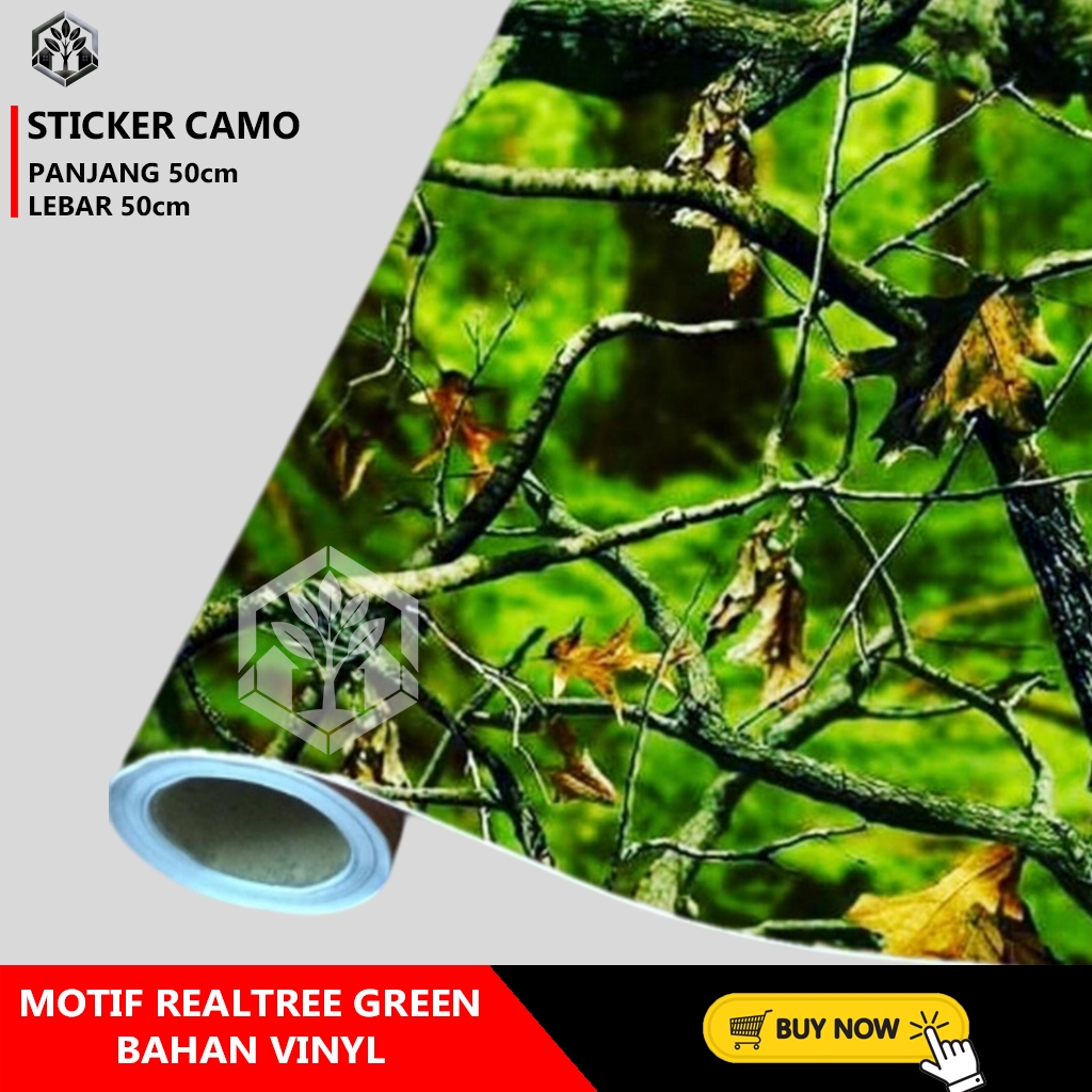 

STICKER CAMO BAHAN VINYL MOTIF REALTREE GREEN 50x50cm